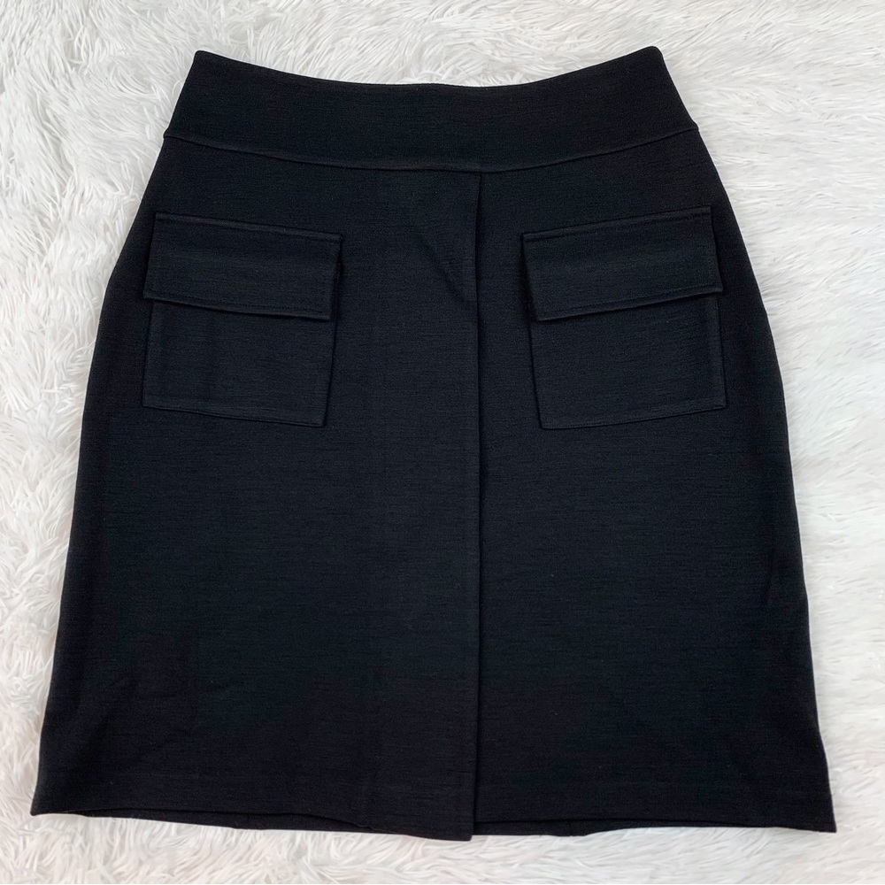 Diane Von Furstenberg black high rise‎ a-line wool skirt with square pockets - Picture 2 of 11